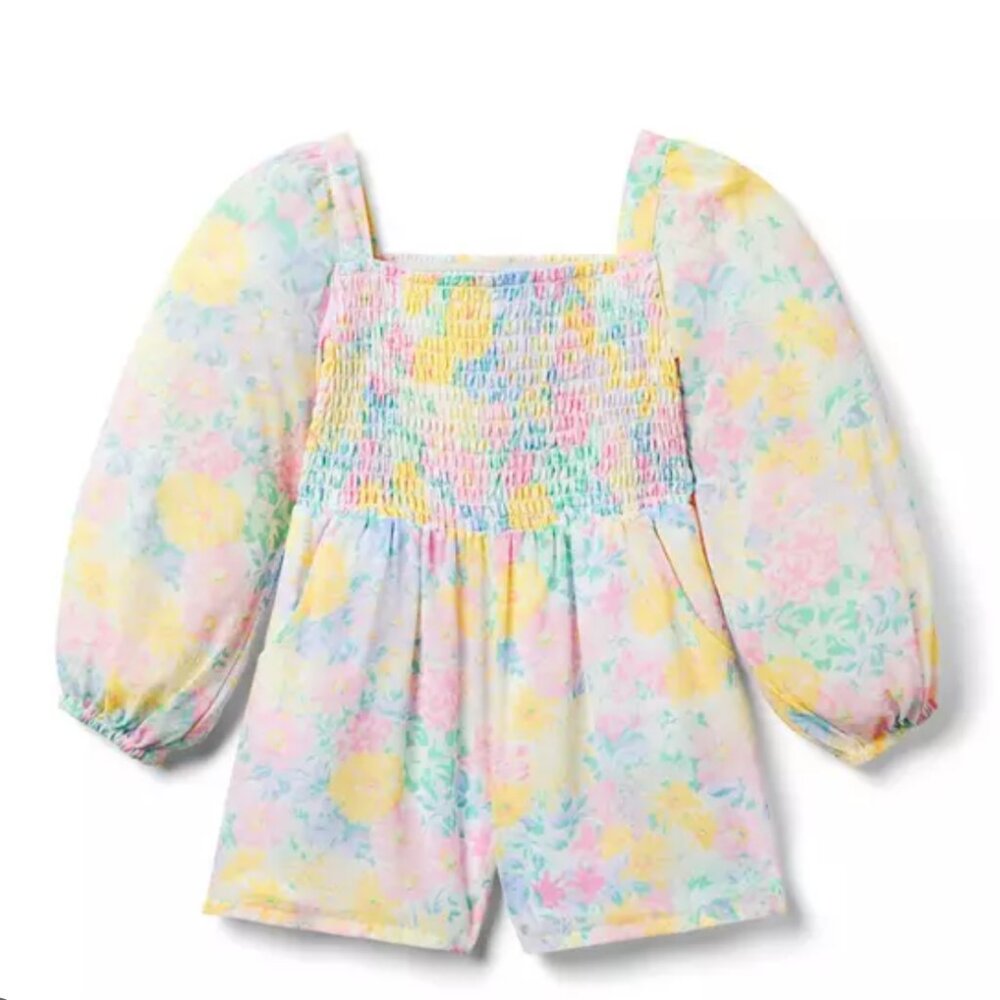 NWT Janie and Jack Floral Smocked Romper